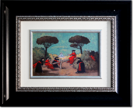 Nino Caffè - L'altalena cm 20X30 anno 1972 Olio su Tavola