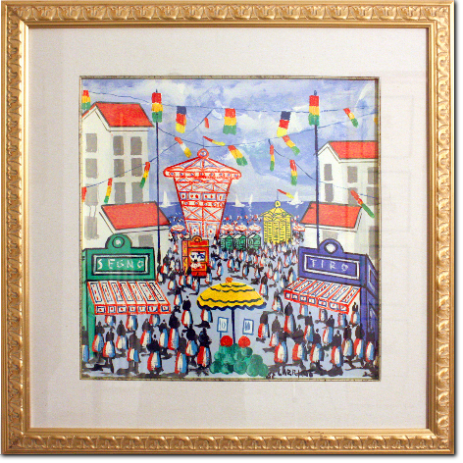 Giuseppe Carrino - Luna Park cm 47X47  Olio su Cartoncino Tecnico
