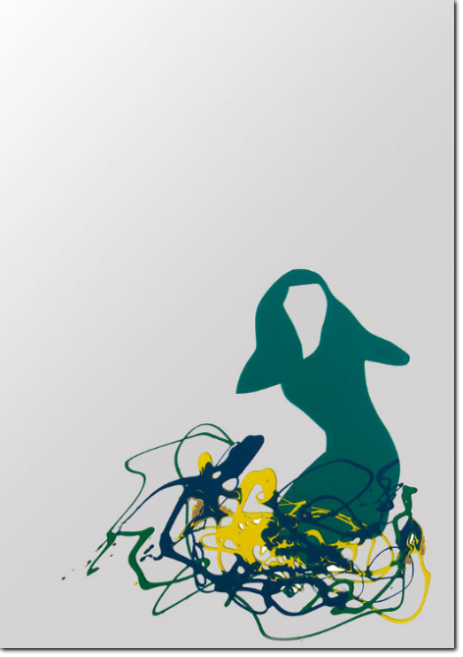 Marco Lodola - Specchio - Smalti e Collage su Specchio - cm 70X50