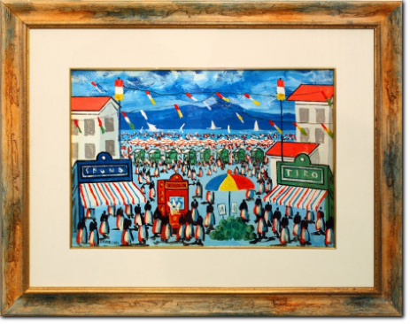 Giuseppe Carrino - Spiaggia Tiro a Segno cm 35X50 Olio su Cartoncino Tecnico