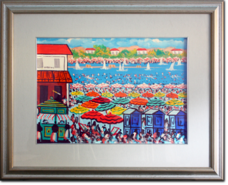Giuseppe Carrino - Spiaggia cm 35X50 Olio su Cartoncino Tecnico